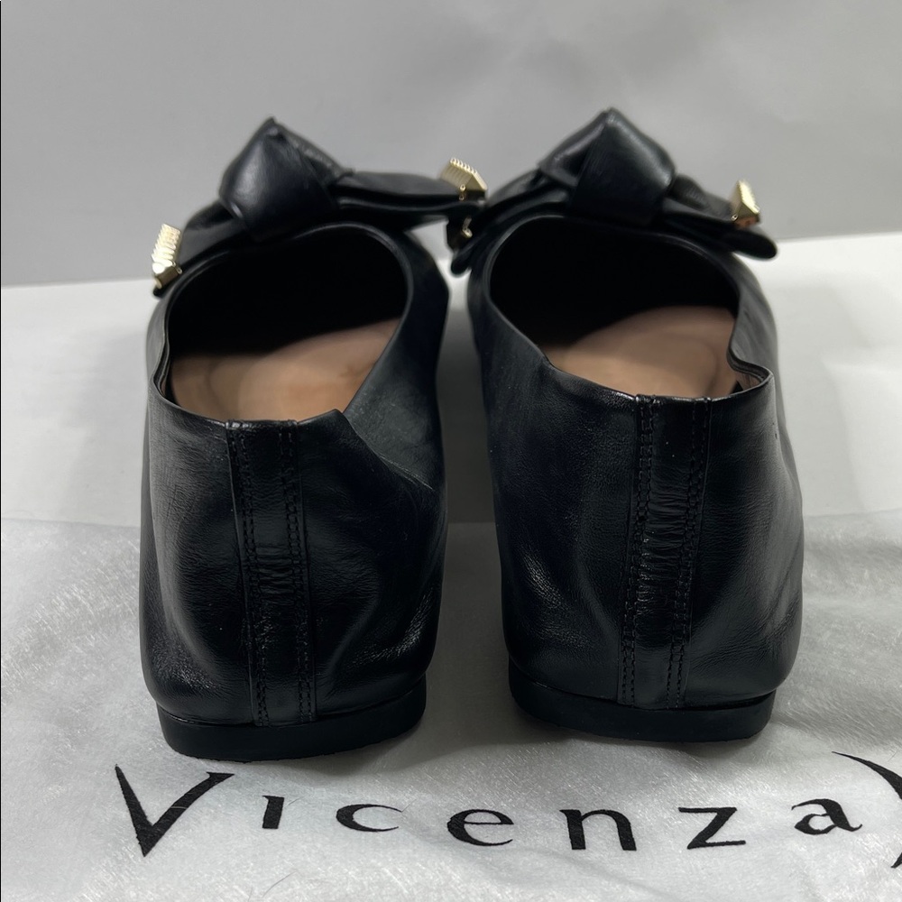 Anthropologie Vicenza Black Leather Women's Flats Studded Bow Size 9M EUC - Picture 4 of 13